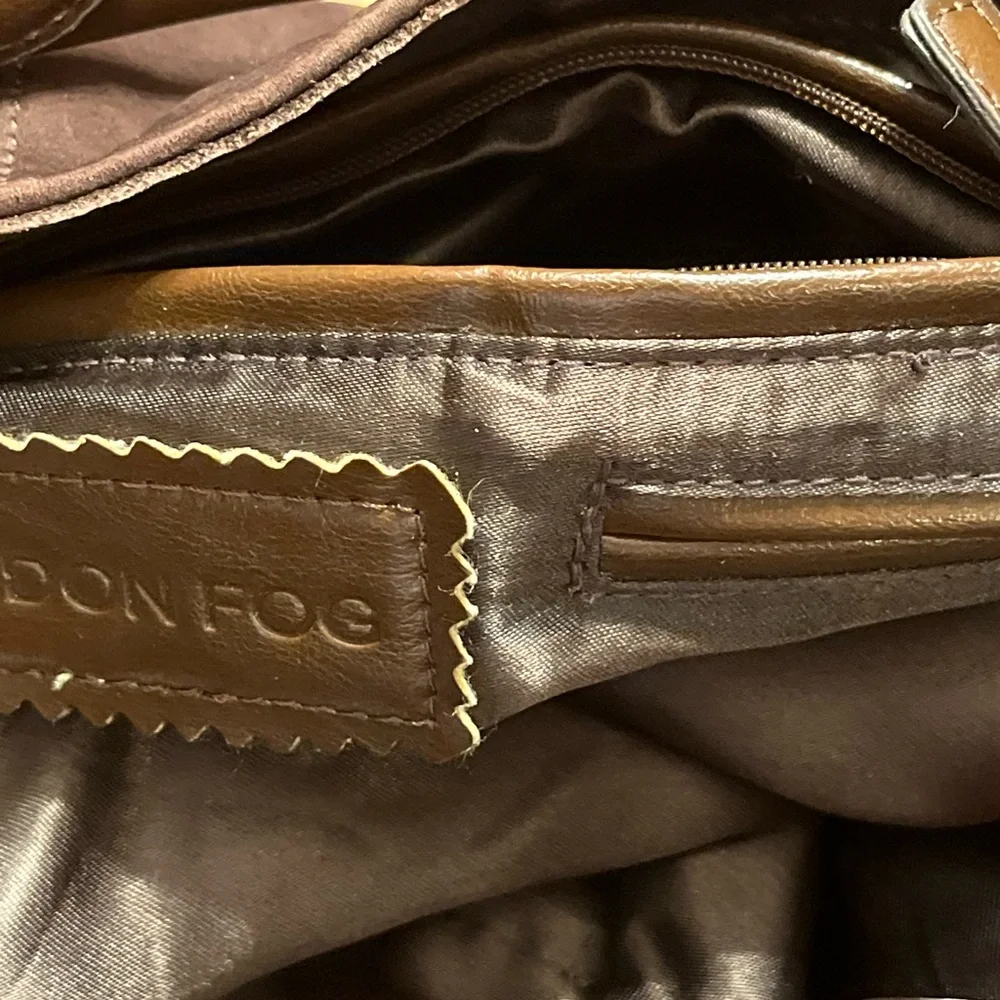 London Fog Brown Suede Leather Hobo Bag